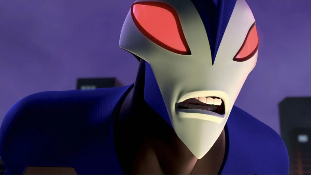 Ben 10: Destroy All Aliens (2012) movie still: closeup — A dark city rooftop at night with blurred buildings visible in the background. A stylized…