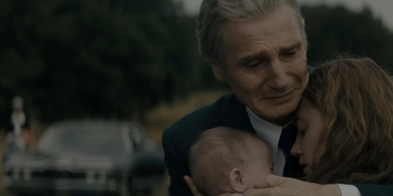 Mark Felt: The Man Who Brought Down the White House (2017) movie still: medium — An outdoor location featuring an older man, a young woman, and a…