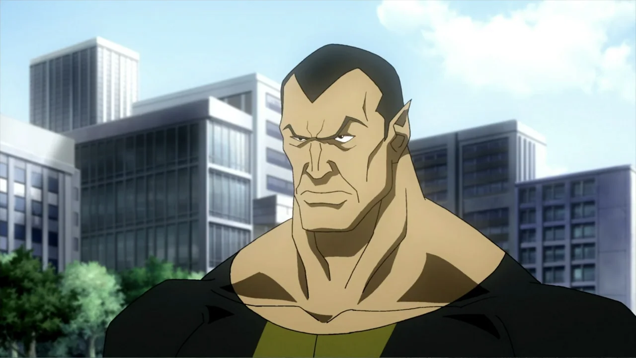 Superman/Shazam!: The Return of Black Adam (2010) movie still: medium — A modern urban environment features high-rise glass office buildings and…