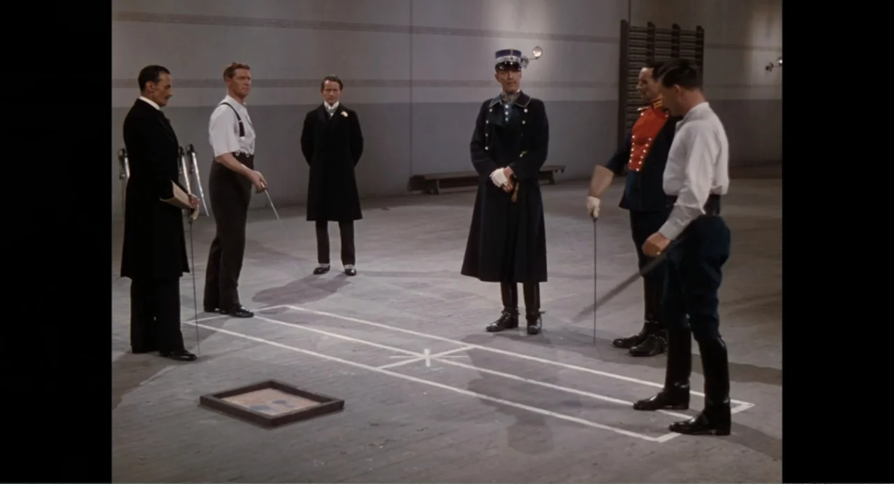 Made in England: The Films of Powell and Pressburger (2024) movie still: fullbody — A spacious indoor hall features marked lines on the floor for a…