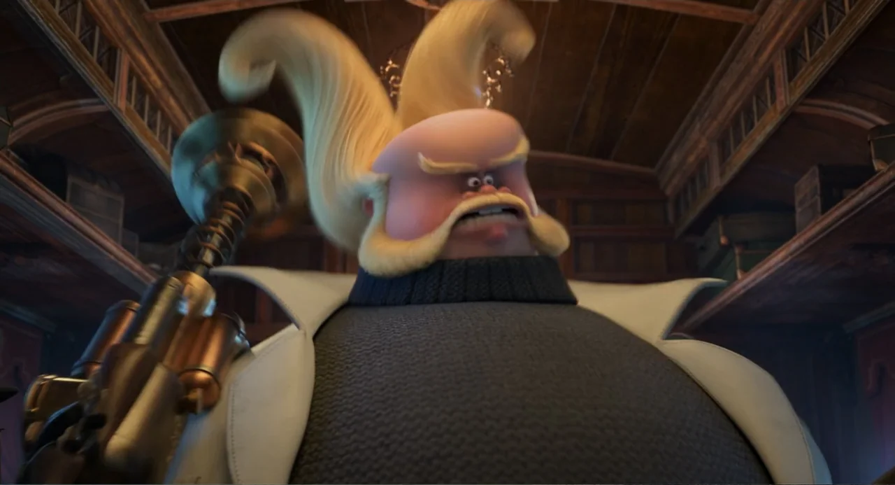 Hotel Transylvania 3: Summer Vacation (2018) movie still: medium — A dark wooden study with shelves and a vintage ceiling light fixture overhead. A…