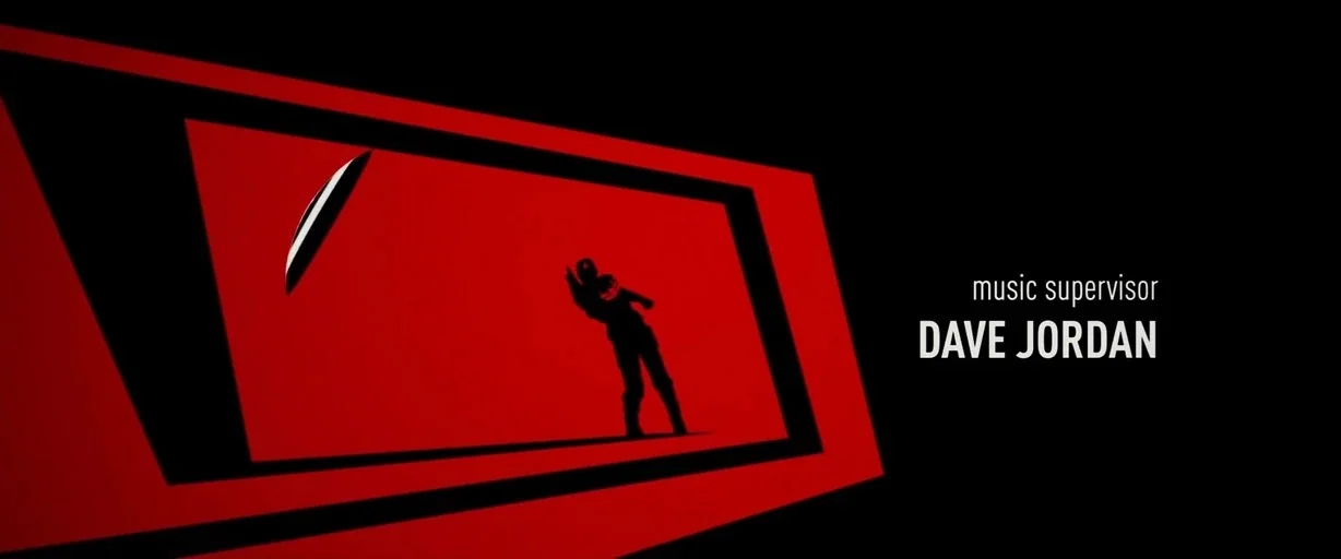 Captain America: The Winter Soldier (2014) movie still: wide — A graphic animation displays a black silhouette of a figure against a red background.…