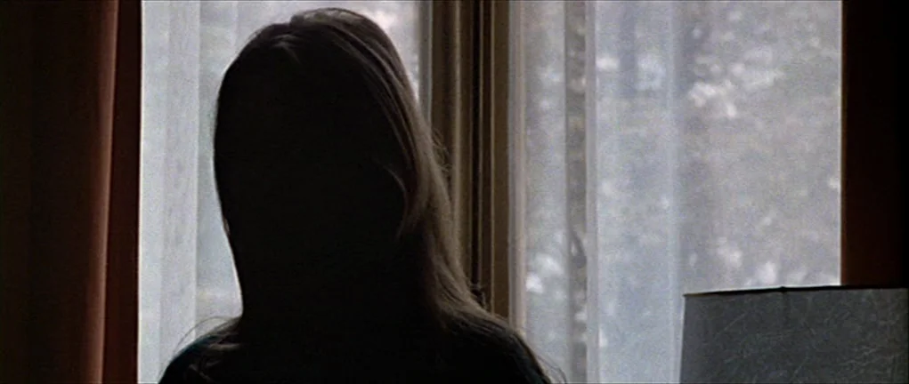 Two or Three Things I Know About Her (2 ou 3 choses que je sais d’elle) (1967) movie still: closeup — A dark silhouette of a woman is framed against…