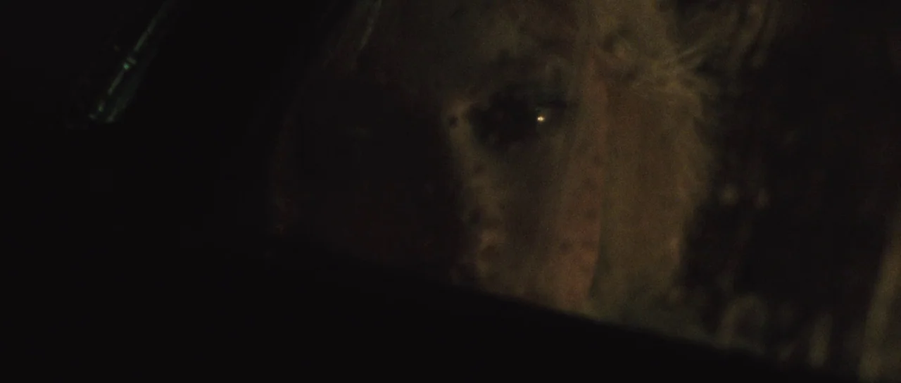 The Runaways (2010) movie still: closeup — The interior of a vehicle at night is almost entirely obscured by shadows. A woman's face is partially…