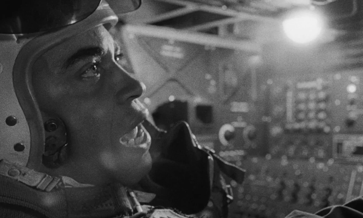 Dr. Strangelove or: How I Learned to Stop Worrying and Love the Bomb (1964) movie still: closeup — The interior of a cramped military aircraft…