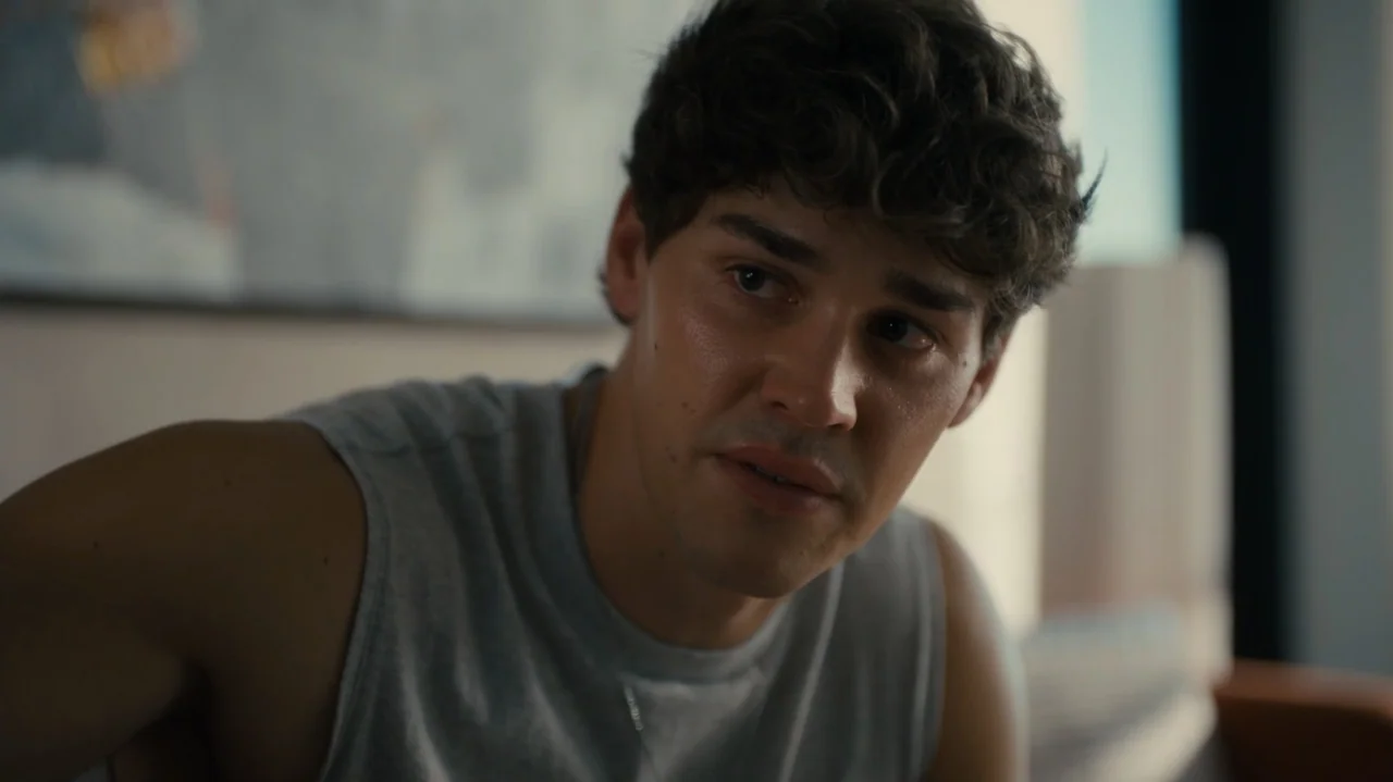 Sidelined: The QB and Me (2025) movie still: medium — An interior bedroom with soft natural light illuminating the subject from the side. A young…