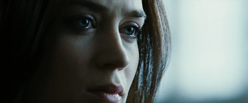 Wind Chill (2007) movie still: closeup — A close-up shot of a woman's face in an dimly lit indoor setting. She gazes slightly off-camera with her…