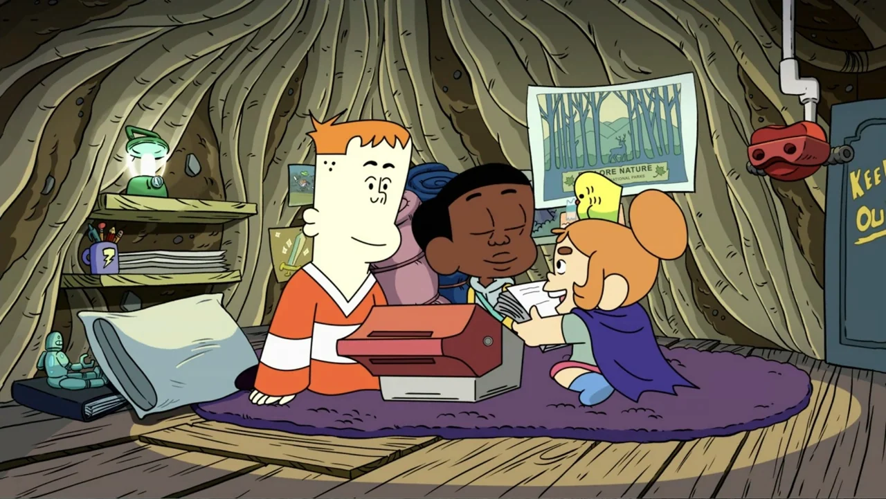 Cartoon Network: Animated Through the Years (2022) movie still: medium — A treehouse interior has curved wooden walls and a purple rug on the floor.…