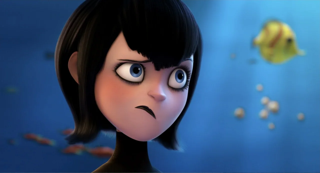 Hotel Transylvania 3: Summer Vacation (2018) movie still: closeup — A stylized animated environment shows water with floating bubbles and a blurred…