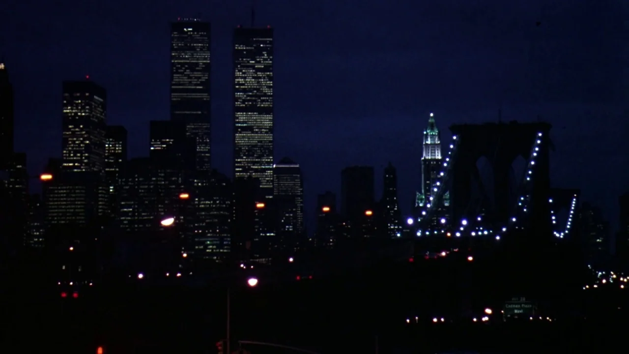 Friday the 13th Part VIII: Jason Takes Manhattan (1989) movie still: wide — A night view of the New York City skyline featuring the World Trade…