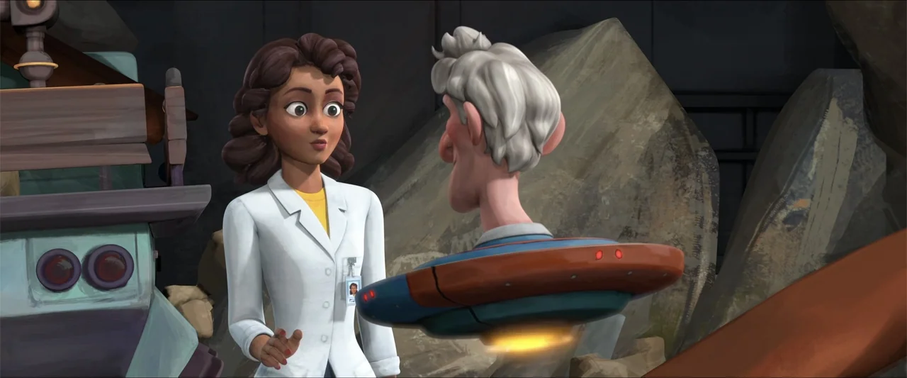 LEGO DC Super Hero Girls: Super-Villain High (2018) movie still: medium — A cluttered laboratory setting contains industrial machinery and large…