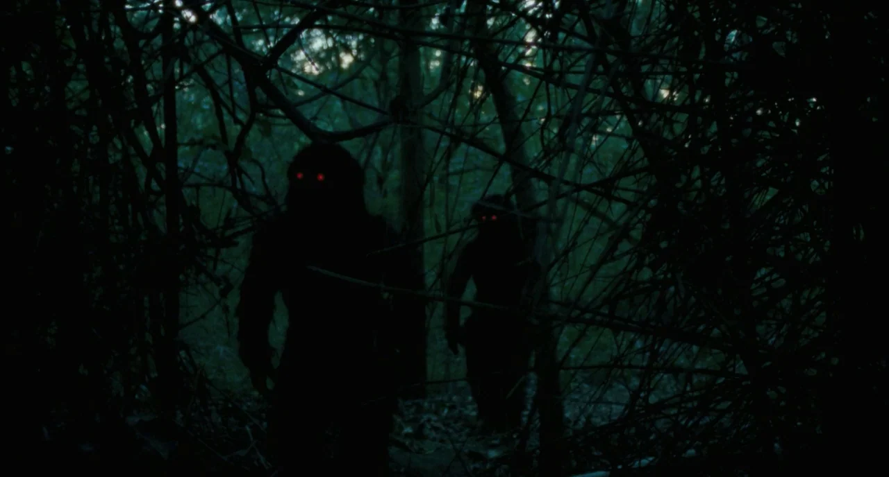 Uncle Boonme Who Can Recall His Past Lives (2010) movie still: medium — A dense tangle of dark branches and foliage obscures a nighttime outdoor…