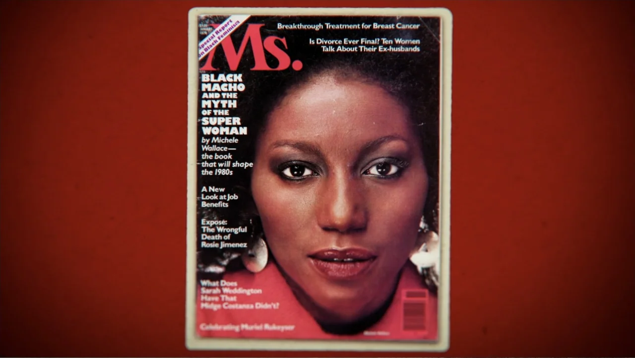 Dear Ms.: A Revolution in Print (2025) movie still: closeup — A Ms. magazine issue from January 1979 is placed against a deep red surface. The cover…