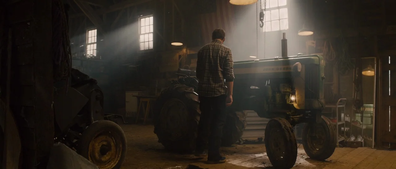 Avengers: Age of Ultron (2015) movie still: fullbody — A dusty wooden structure filled with old machinery and equipment beams with light shafts. A…