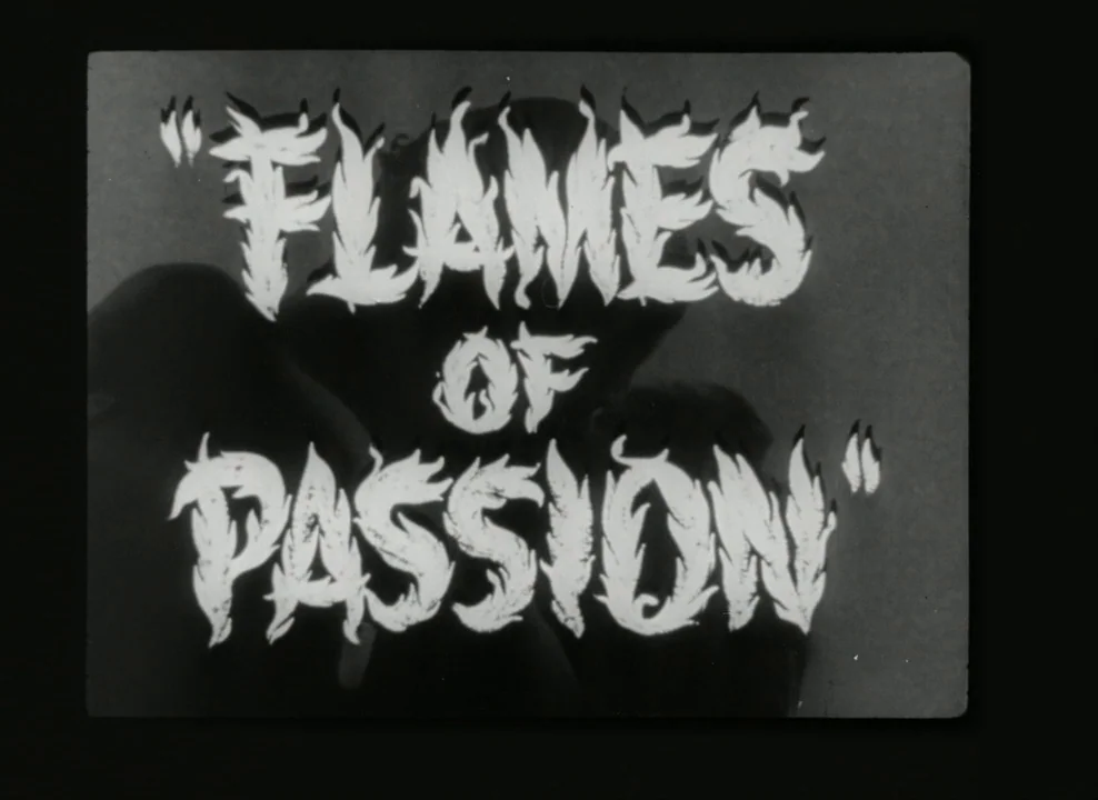 Brief Encounter (1945) movie still: closeup — A vintage film title card features white stylized text against a black background. The lettering…