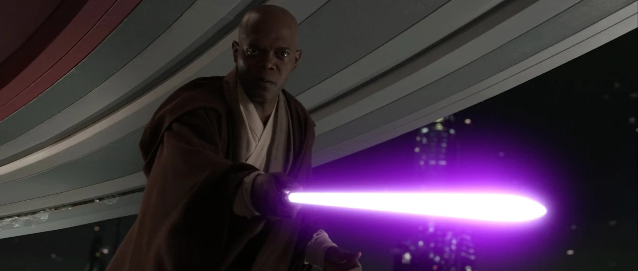 Star Wars: Episode III – Revenge of the Sith (2005) movie still: medium — A dark, elevated platform at night features curved structural overhangs…
