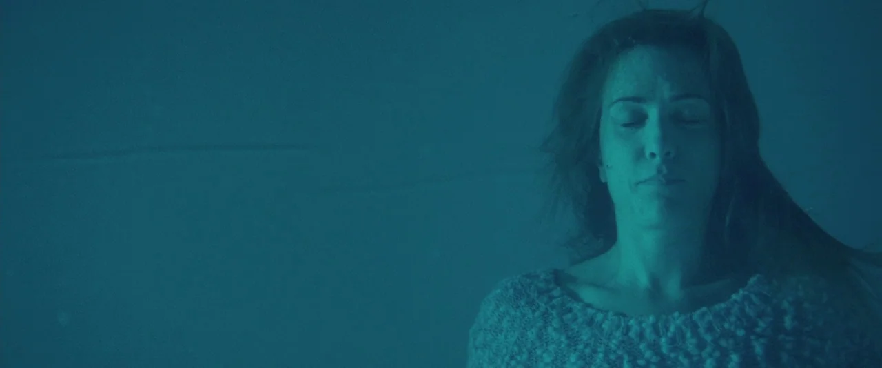 The Skeleton Twins (2014) movie still: medium — A woman is submerged in dark blue water with long hair floating around her. She remains still with…