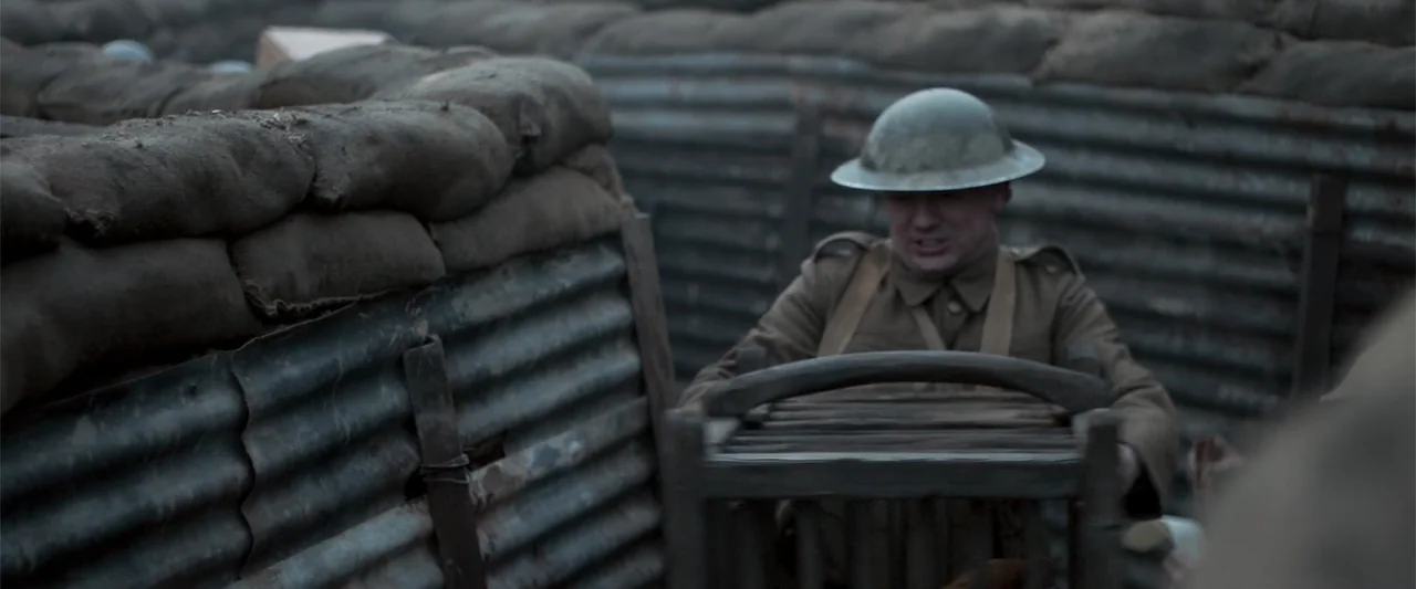 Gone Missing -  Old John's Final Journey (2014) movie still: medium — A military trench is constructed from corrugated metal sheets and stacked…