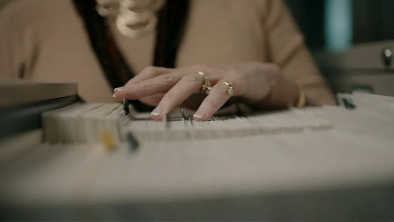 Aileen Wuornos : Mind of a Monster (2020) movie still: closeup — A close-up view shows a person's hand sorting through alphabetical index cards. The…