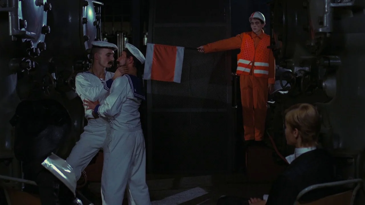 Dorian Gray in the Mirror of the Yellow Press (1984) movie still: wide — An industrial ship engine room filled with large machinery and mechanical…