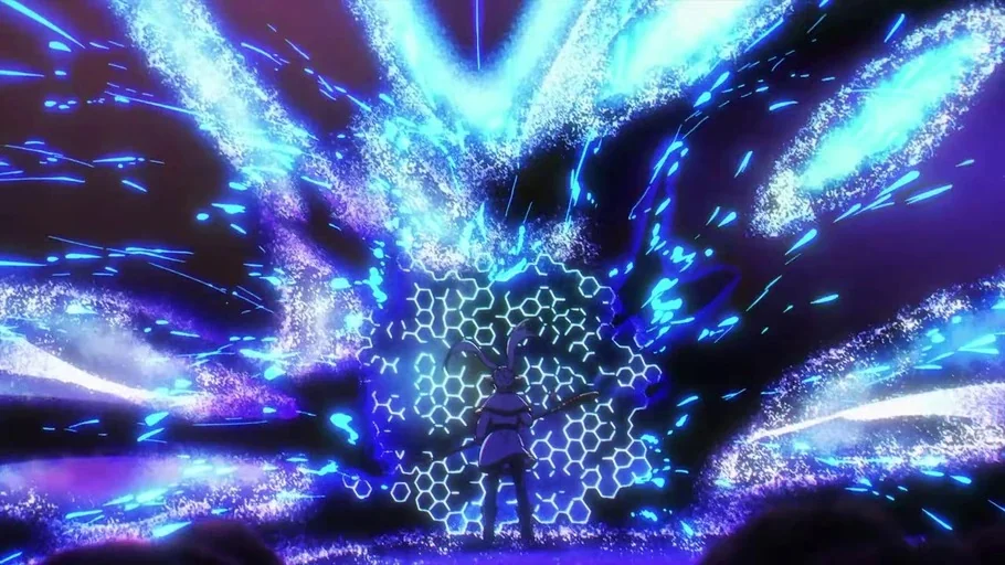 Frieren: Beyond Journey's End (2023) movie still: fullbody — A figure stands in a dark void surrounded by an exploding display of light. The…