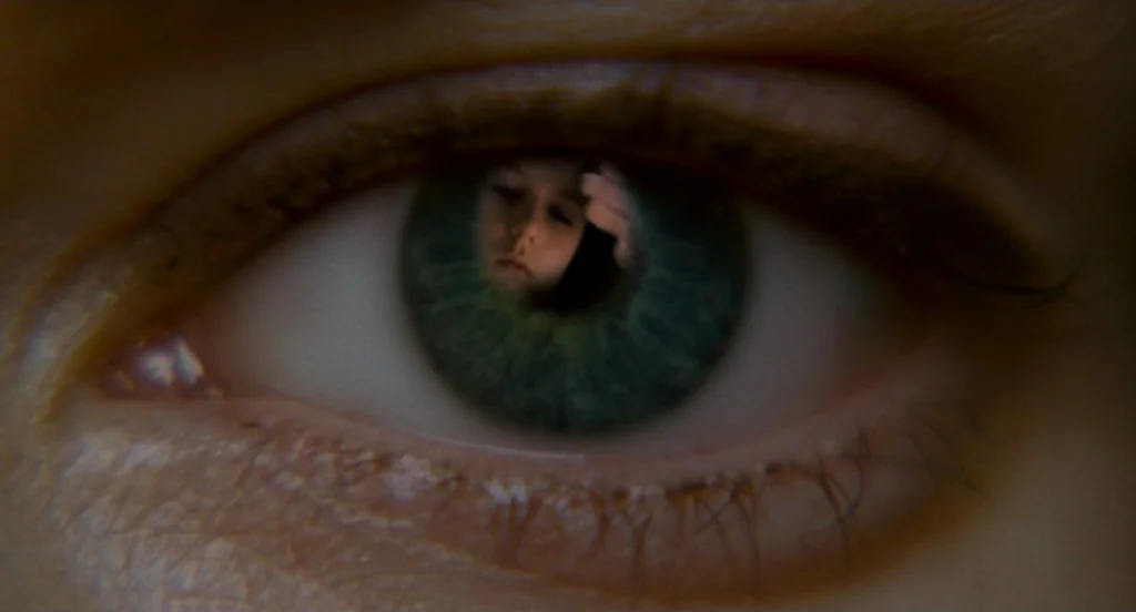 Fur: An Imaginary Portrait Of Diane Arbus (2006) movie still: closeup — An extreme close-up of a human eye with a detailed reflection in the pupil.…