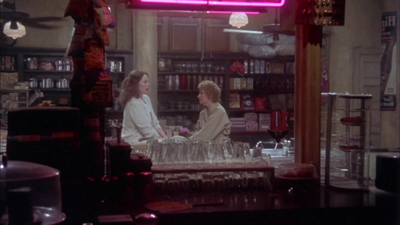 Come Back to the 5 & Dime Jimmy Dean, Jimmy Dean (1982) movie still: wide — A rustic general store with crowded wooden shelves containing various…