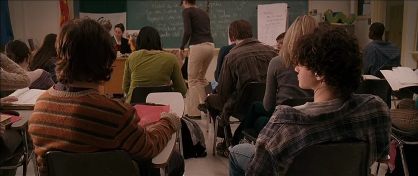 Snow Angels (2007) movie still: medium — A high school Spanish classroom filled with students sitting at individual desks facing the chalkboard. A…
