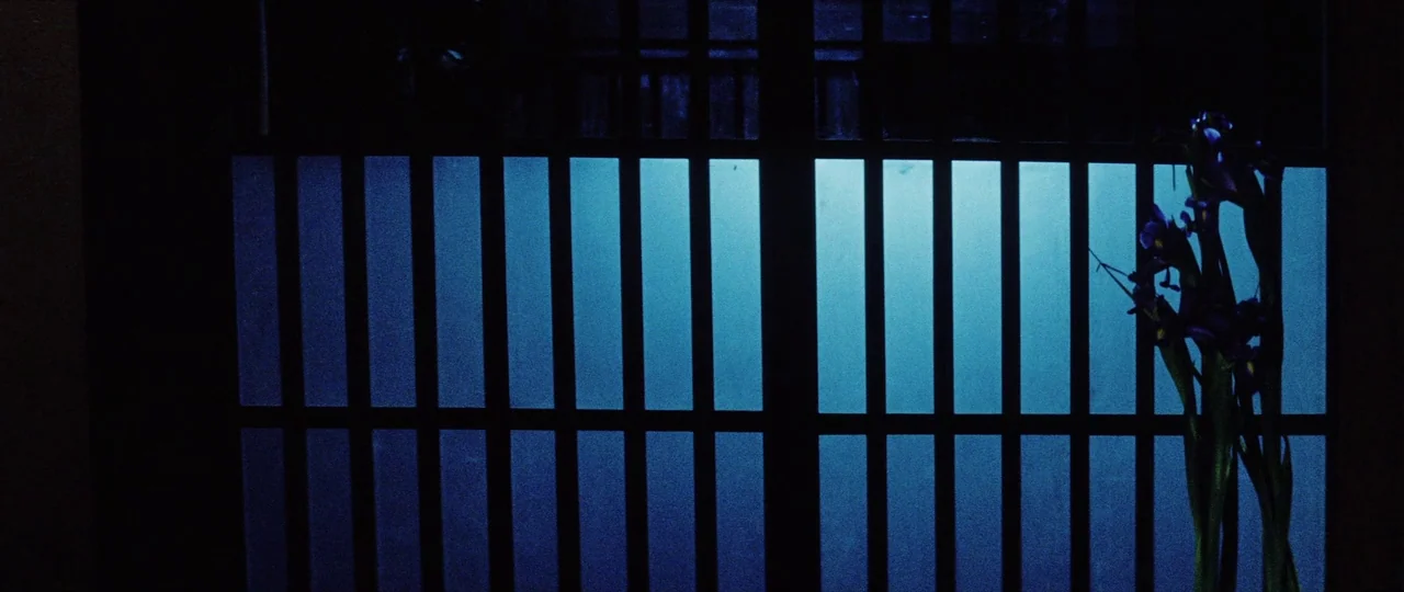Lady Snowblood Song of Vengeance (1974) movie still: establishing — A traditional shoji screen features a grid of wooden bars and translucent paper…