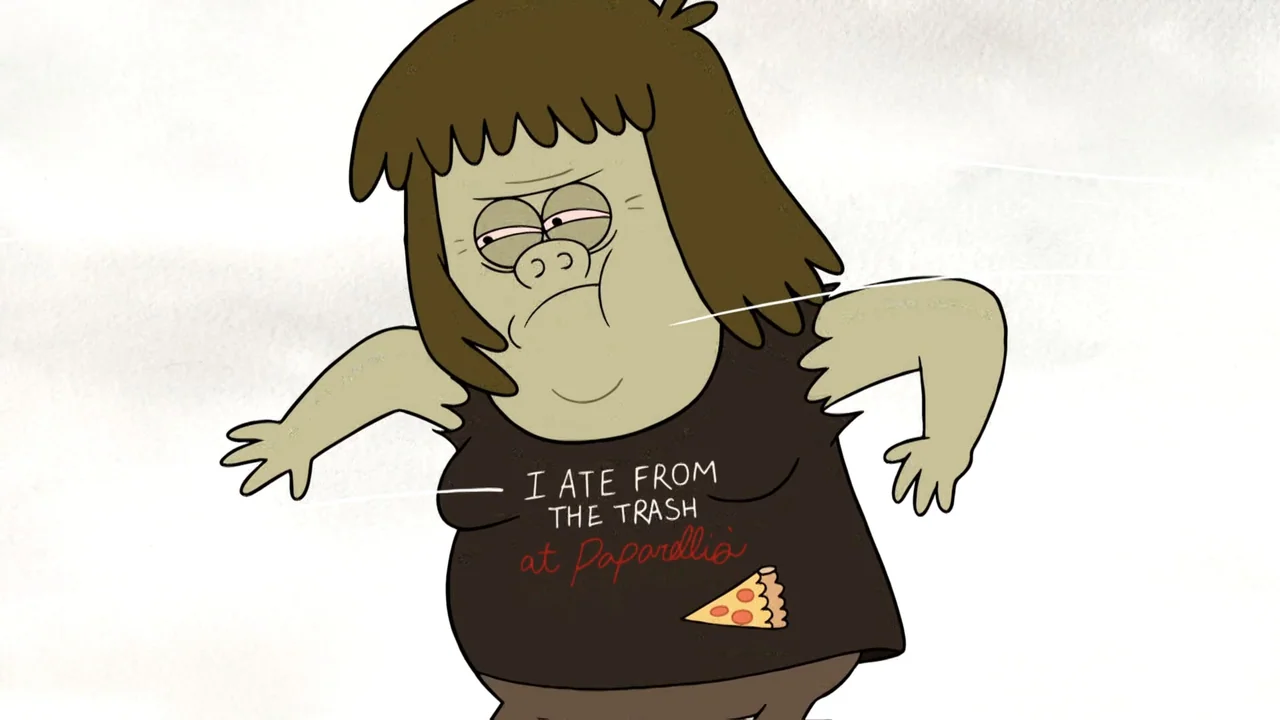Regular Show: The Movie (2015) movie still: medium — A cartoon character with greenish skin stands against a plain white background. The character…