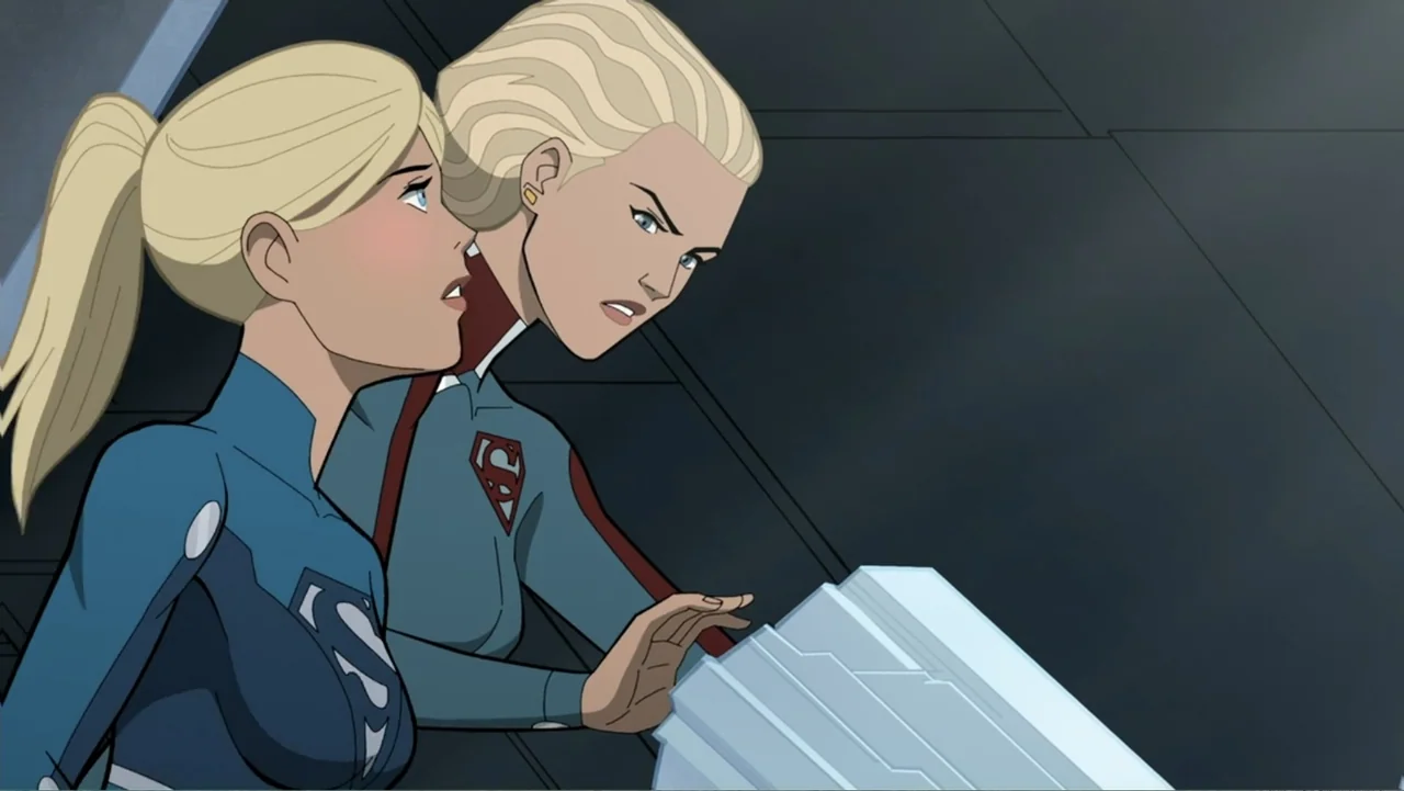 Legion of Super-Heroes (2023) movie still: medium — A technological cockpit with metallic dark grey walls and a glowing crystal interface console.…