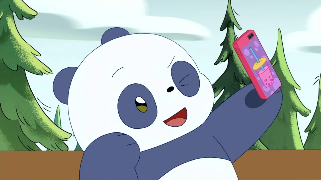 Cartoon Network: Animated Through the Years (2022) movie still: closeup — A cartoon panda stands outdoors with evergreen trees visible in the…