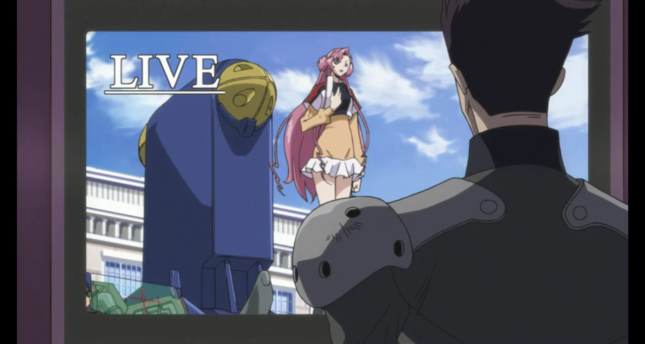 Code Geass: Lelouch of the Rebellion III - Glorification (2018) movie still: medium — An interior command center features a dark-armored figure…