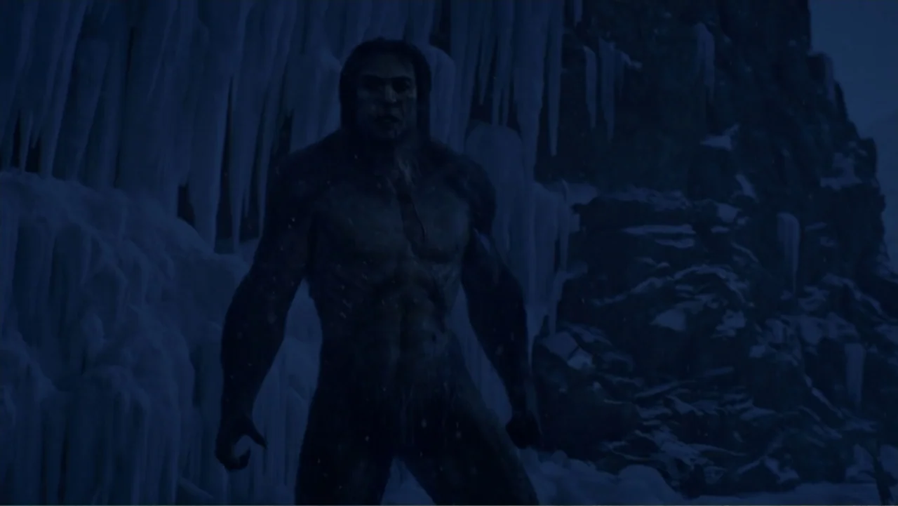 Underworld: Blood Wars (2016) movie still: fullbody — A dark, frozen cave wall covered in thick icicles and rough rock formations. A muscular male…