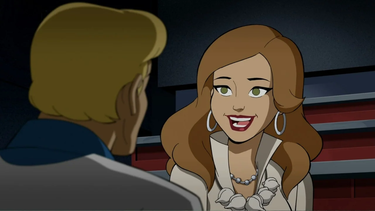 Scooby-Doo! and the Gourmet Ghost (2018) movie still: medium — An interior space with tiered seating, likely a theater or auditorium. A woman smiles…