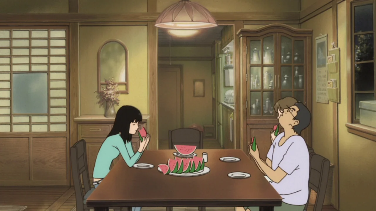 The Girl Who Leapt Through Time (2006) movie still: medium — A traditional Japanese dining space with wooden walls and a large central table. A…