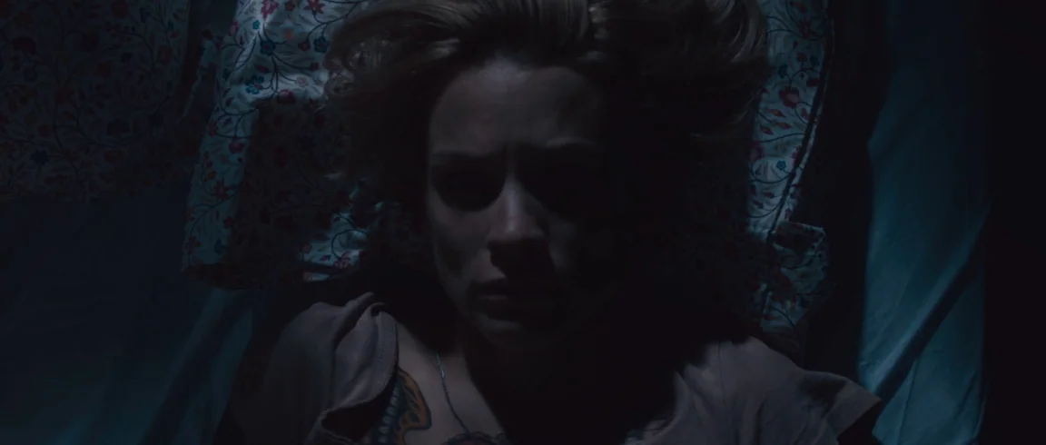 Broken Circle Breakdown (2012) movie still: closeup — A dark bedroom with floral patterned pillowcases visible beneath a woman's head. The woman…